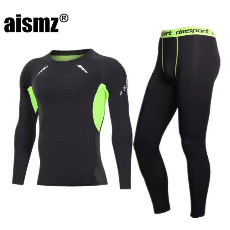 Winter Thermal Underwear Men Compression Fitness Fleece Man Sport First Layer Underwear Set Second Thermal Men'S Skin Long Johns