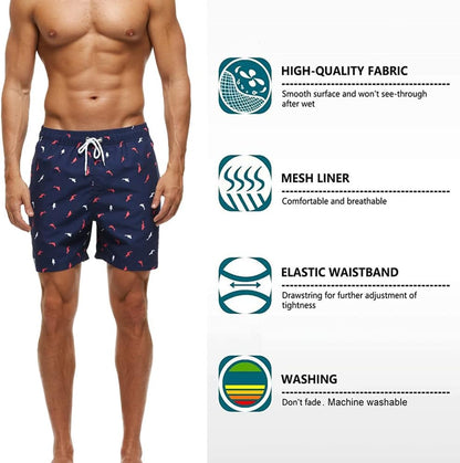 Mens Swim Trunks with Mesh Lining Quick Dry Beach Shorts Swimming Bathing Suits