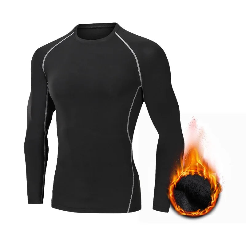 Winter Thermal Underwear Men Compression Fitness Fleece Man Sport First Layer Underwear Set Second Thermal Men'S Skin Long Johns