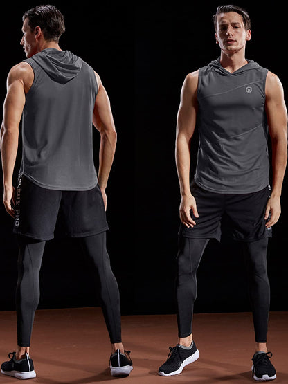 Dry Fit Workout Athletic Muscle Tank Top Running Shirts with Hoods