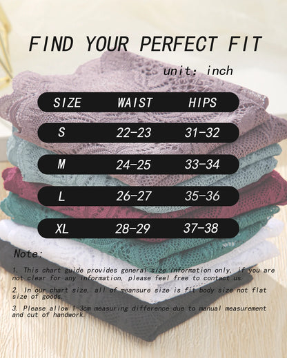6 Pack Lace Underwear for Women Soft Briefs Embroidery Floral Panties S-XL