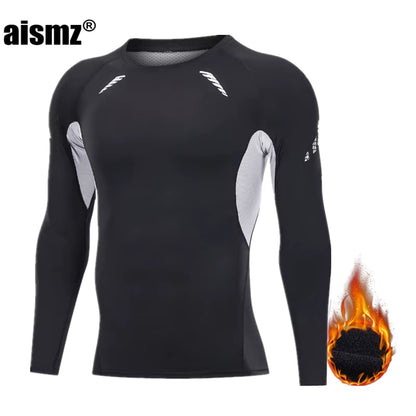 Winter Thermal Underwear Men Compression Fitness Fleece Man Sport First Layer Underwear Set Second Thermal Men'S Skin Long Johns